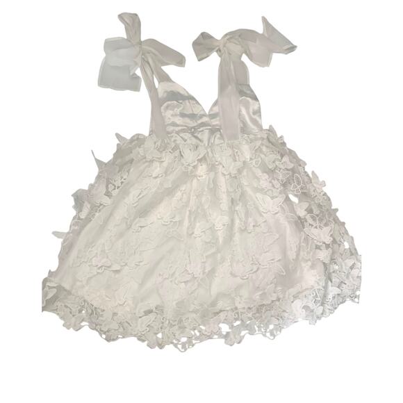 The Post‎ Women’s 3D Butterfly Babydoll Mini Dress V-neck Backless White Small - Picture 6 of 10